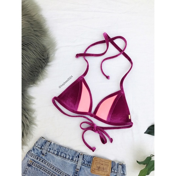 PINK Victoria's Secret Other - 🌿 VS Pink Velvet Color Block Bikini Top 🌿